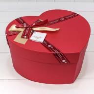Коробка-сердце "Бант с надписью" 27*24*13 см. Красный