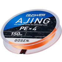 Плетеный шнур Gosen Answer Ajing PE x4, #0.2, 150 м, оранжевый