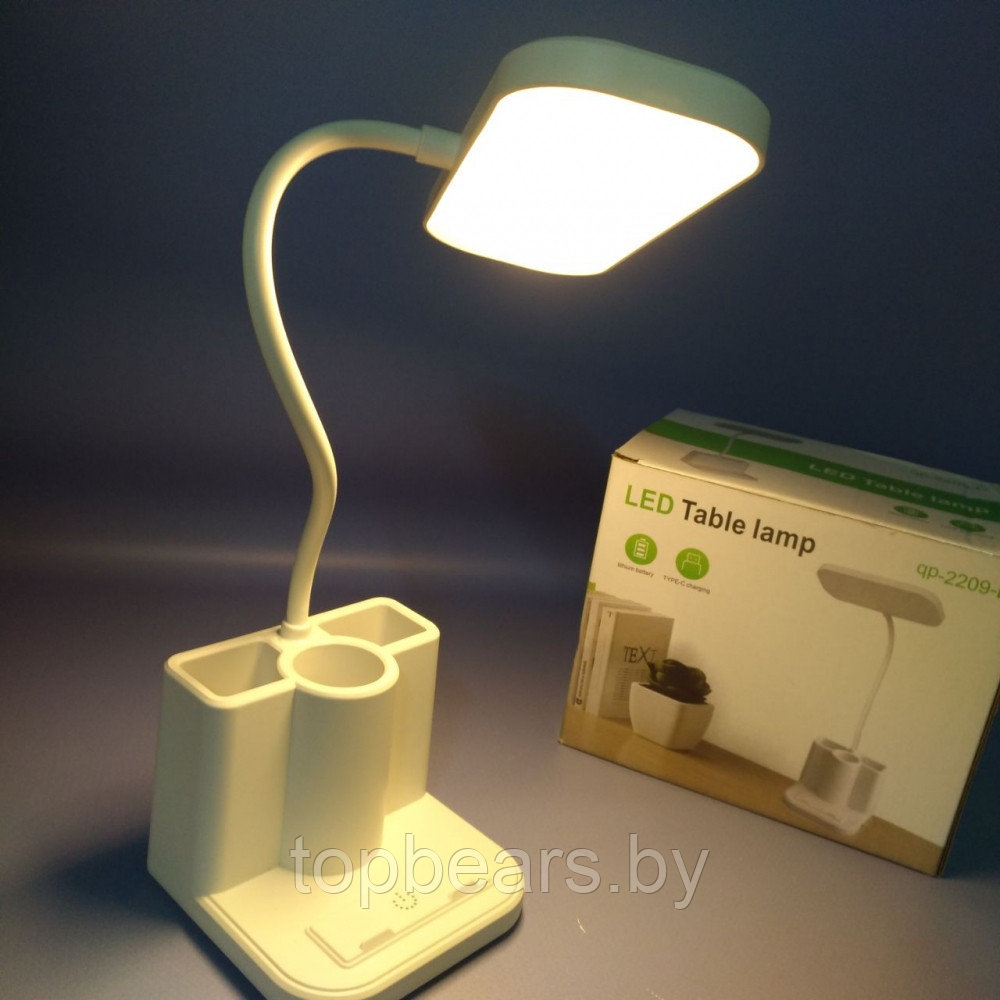 Беспроводной светильник - лампа на гибком основании с органайзером и подставкой для смартфона / Настольный LED - фото 3 - id-p224253159