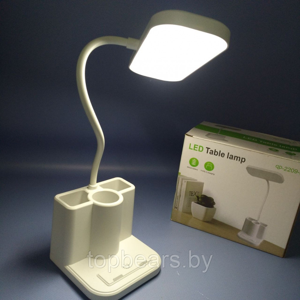 Беспроводной светильник - лампа на гибком основании с органайзером и подставкой для смартфона / Настольный LED - фото 5 - id-p224253159