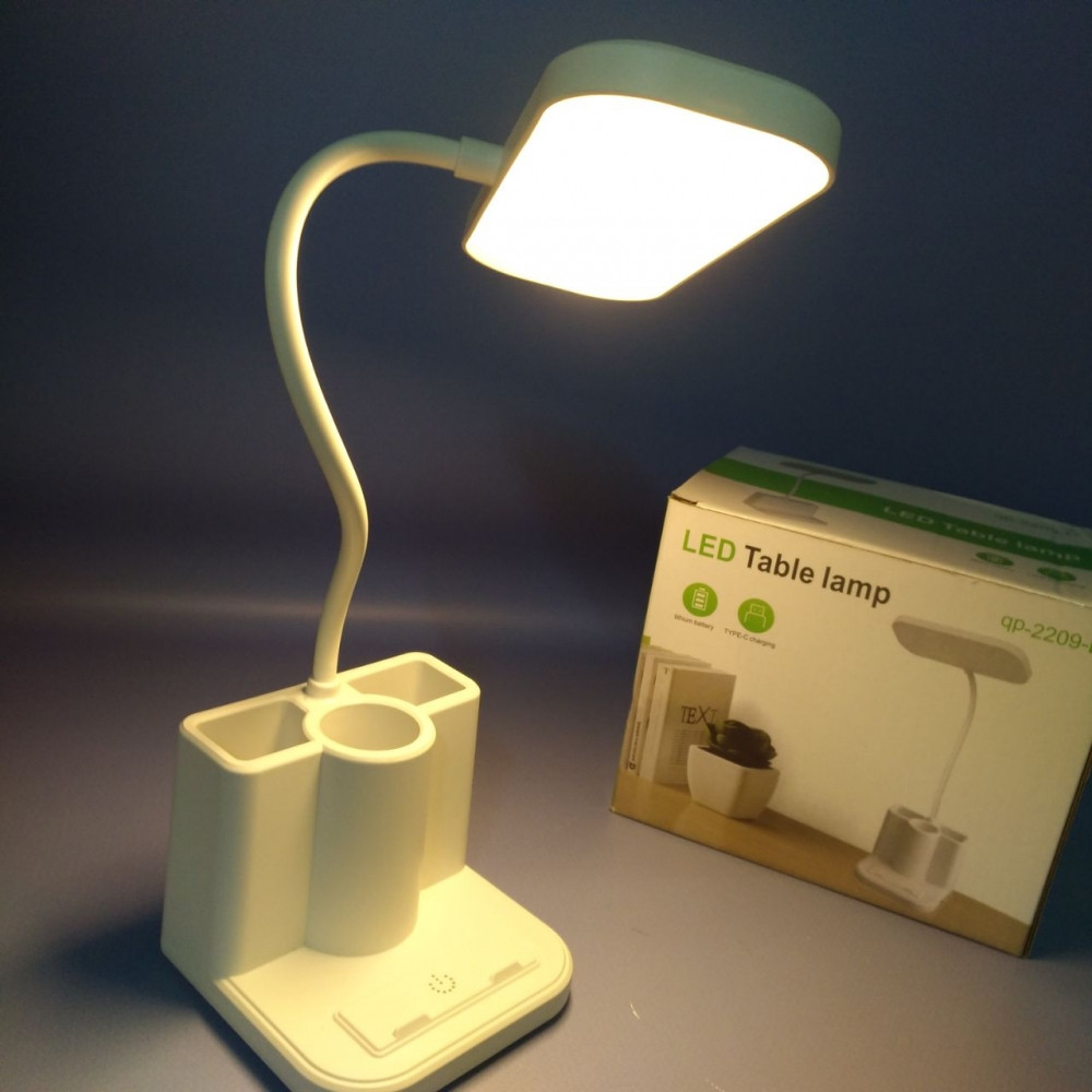 Беспроводной светильник - лампа на гибком основании с органайзером и подставкой для смартфона / Настольный LED - фото 3 - id-p224253465