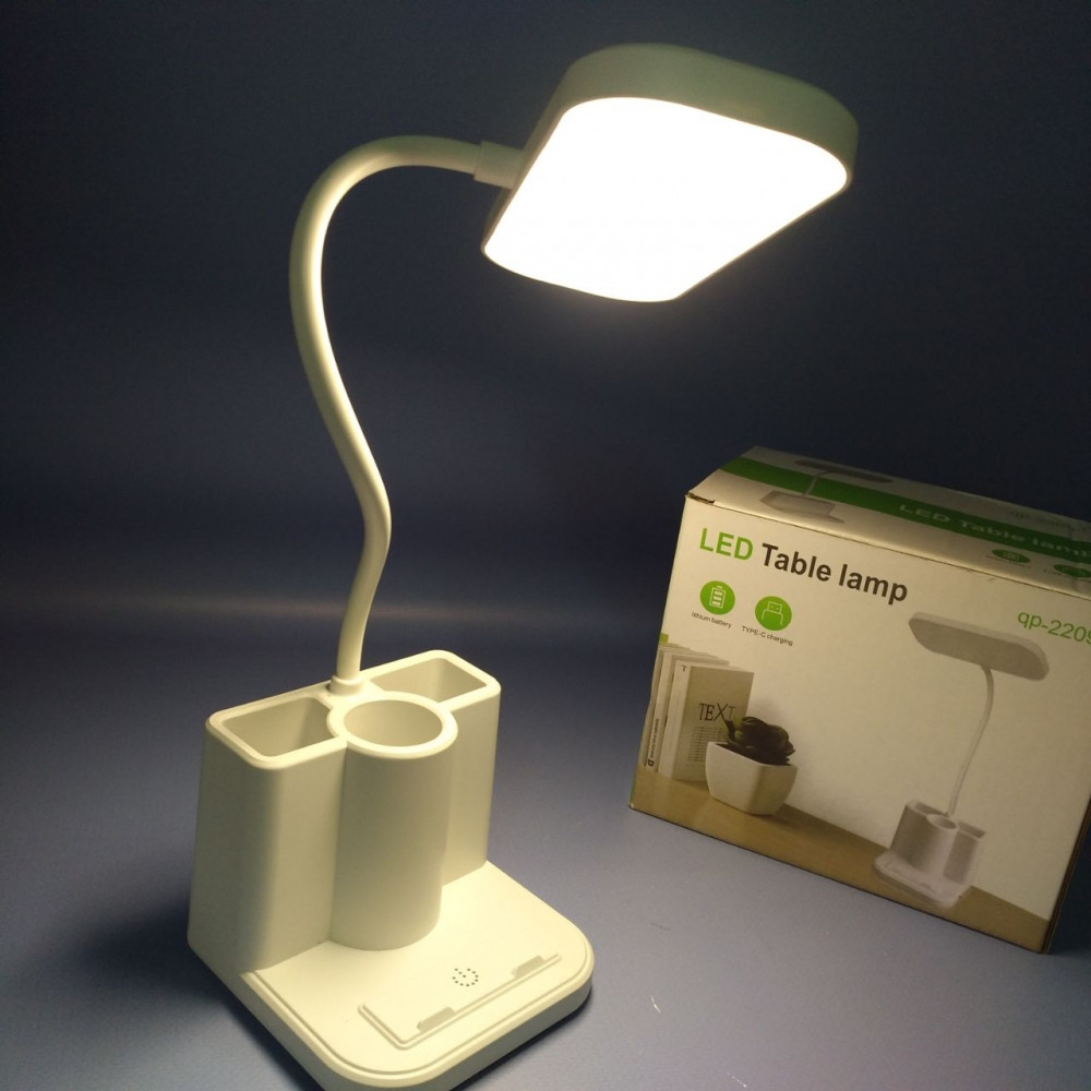 Беспроводной светильник - лампа на гибком основании с органайзером и подставкой для смартфона / Настольный LED - фото 4 - id-p224253465