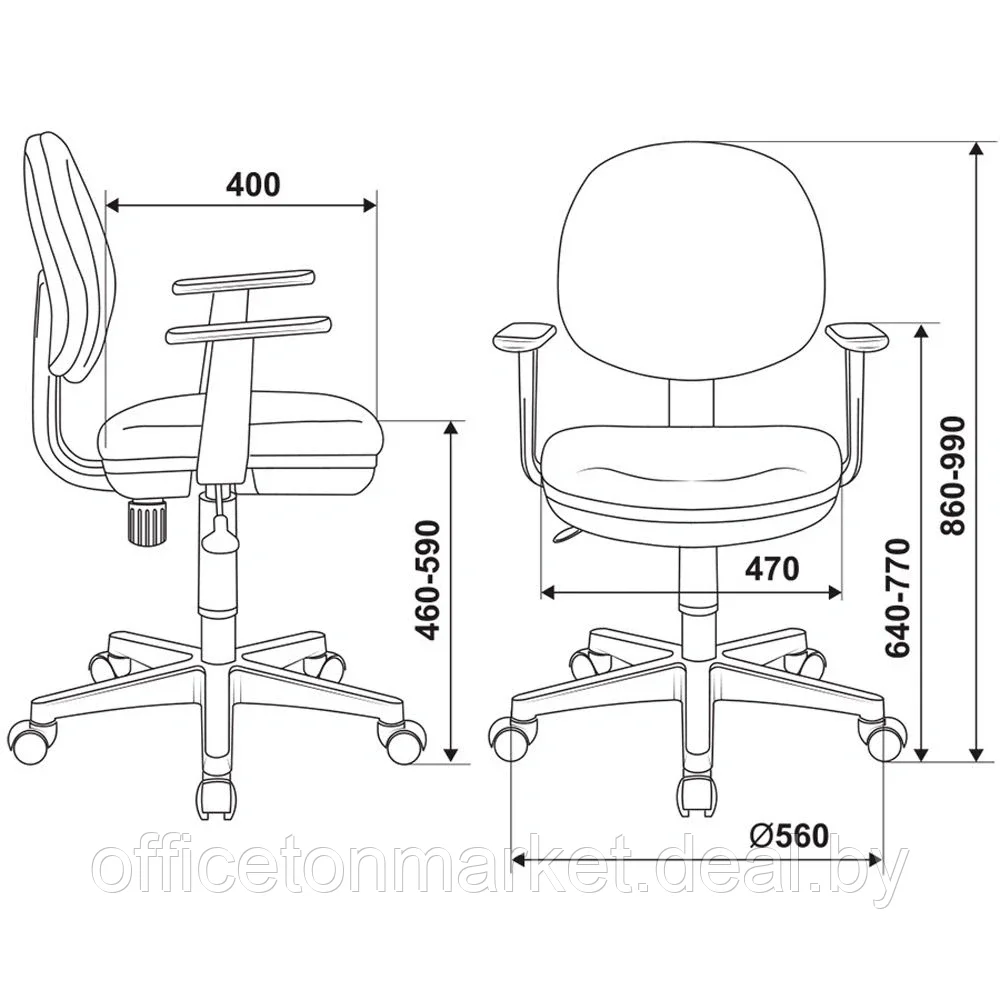 Кресло для детей Бюрократ "CH-W356AXSN/15-", ткань, пластик, голубой - фото 5 - id-p224255429