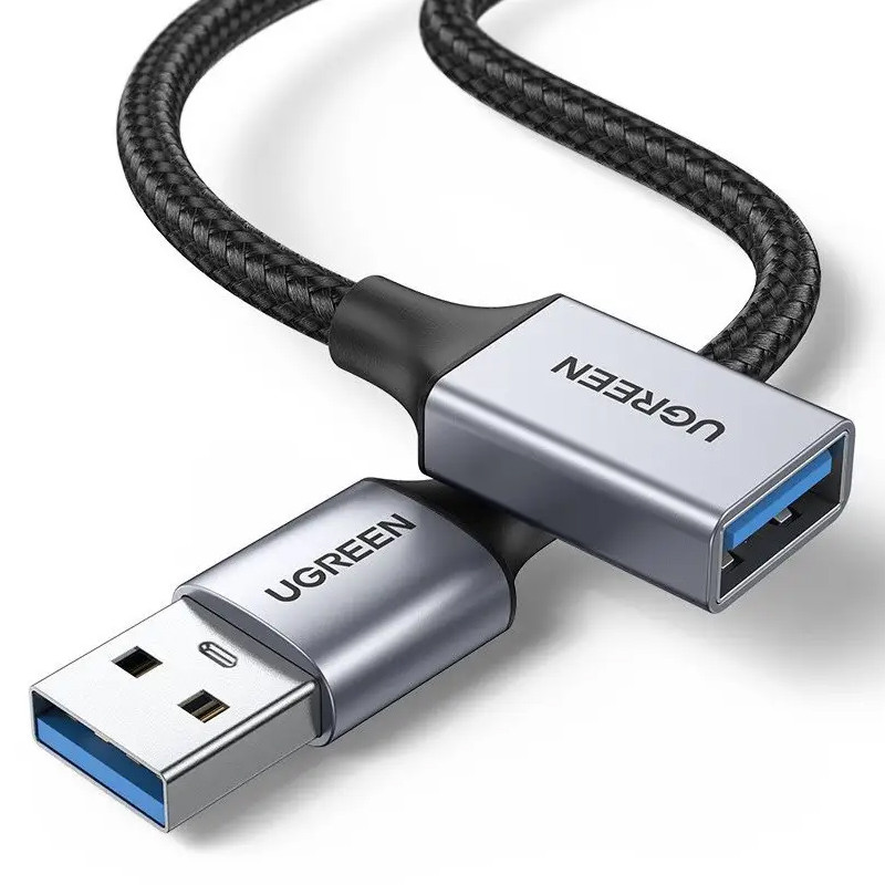 Удлинитель USB 3.0 AM-FM 1м UGREEN US115-10495, нейлоновая оплетка, черный - фото 1 - id-p224256568
