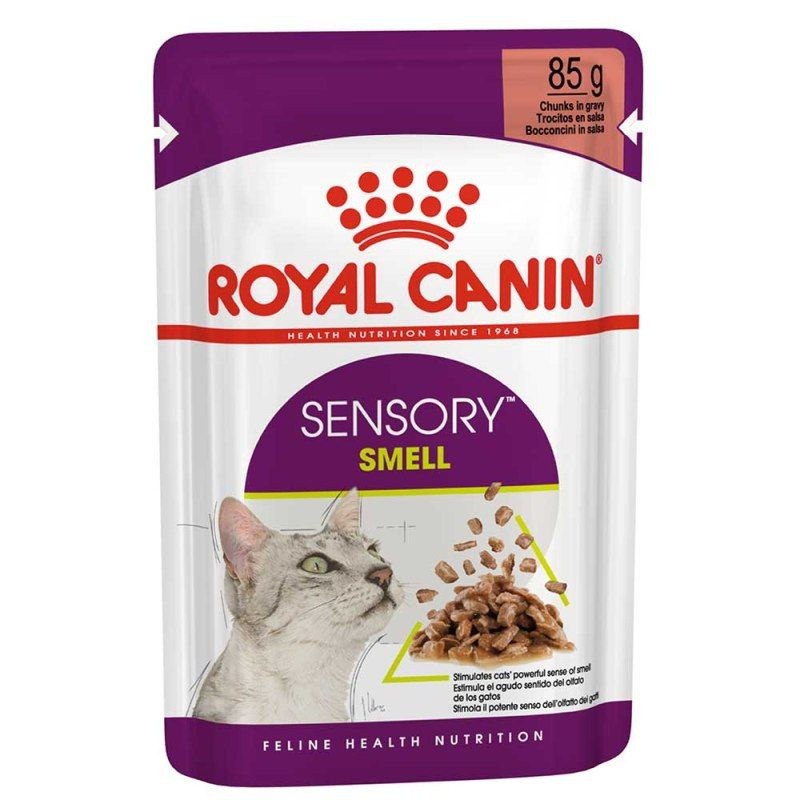 Royal Canin SENSORY SMELL GRAVY (запах) влажный корм (кусочки в соусе) для взрослых кошек, 85г., (Австрия) - фото 1 - id-p224268627