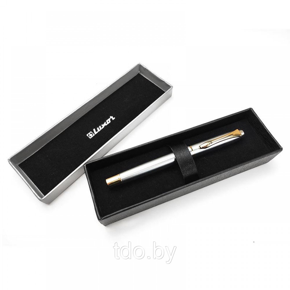 Ручка подарочная перьевая Luxor Trident в футляре, корпус хром/золото - фото 2 - id-p224270333