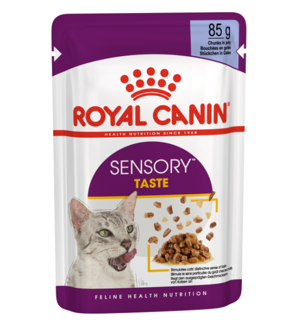 Влажный корм Royal Canin SENSORY TASTE (вкус) для взрослых кошек (кусочки в желе) 85гр.