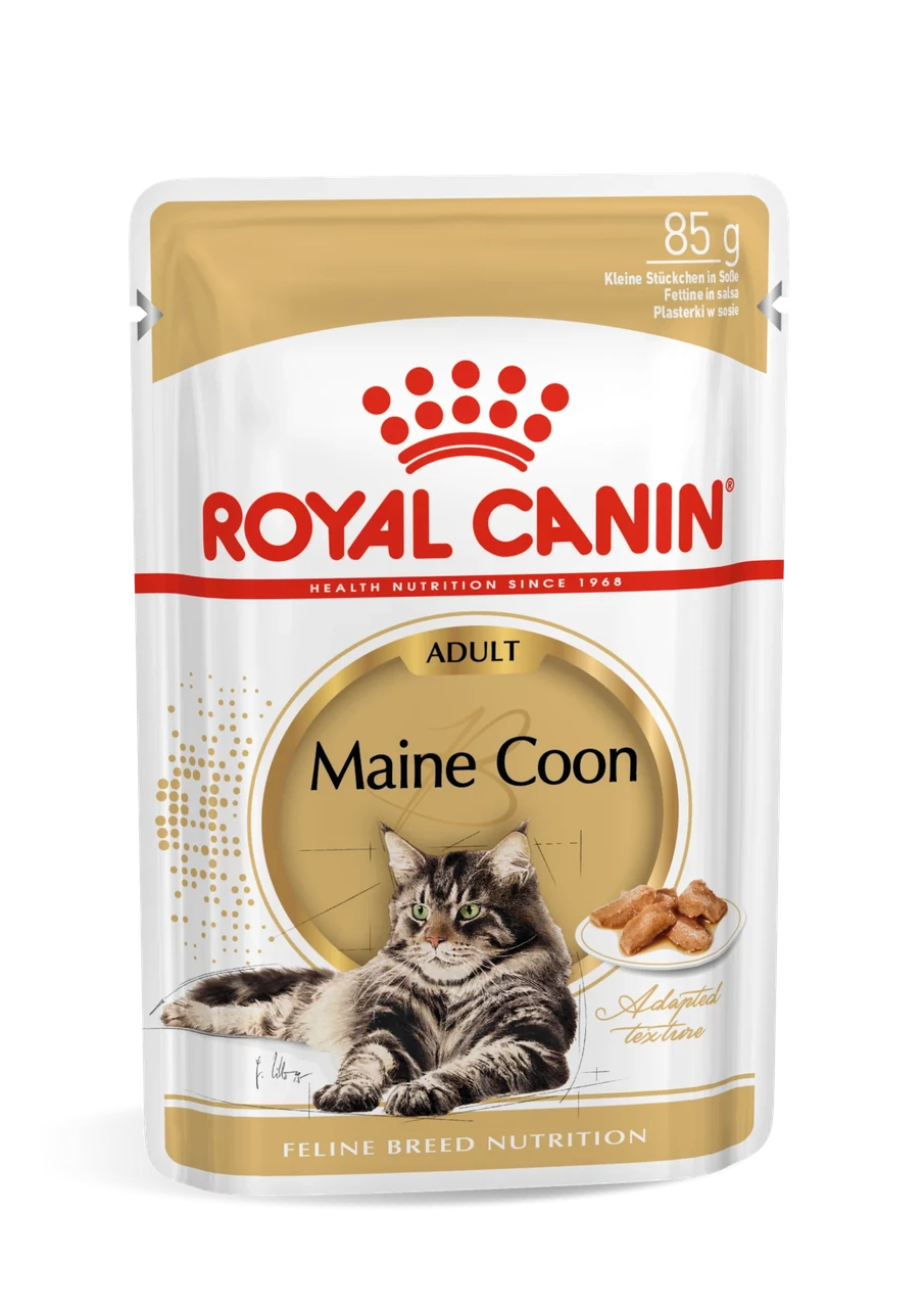 Влажный корм Royal Canin Maine Coon Adult для взрослых кошек породы Мэйн Кун (кусочки в соусе) 85гр.