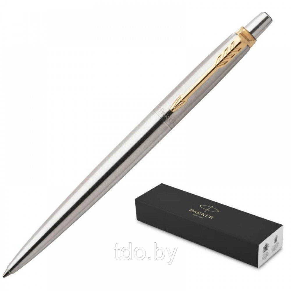 Ручка подарочная шариковая Parker Jotter Stainless Steel GT, линия 0,8мм, синяя