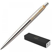 Ручка подарочная шариковая Parker Jotter Stainless Steel GT, линия 0,8мм, синяя