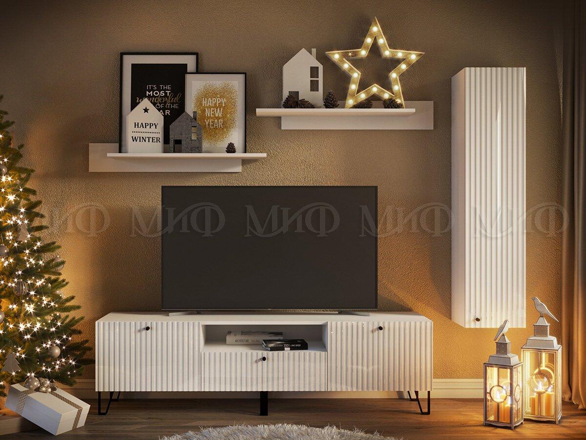 Гостиная Оливия - Композиция 3 - Белый/Белый Глянец холодный (МИФ)