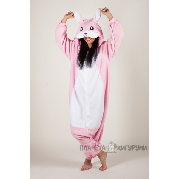 Кигуруми Розовый Кролик, Размер (125-135 см) - фото 2 - id-p117352521