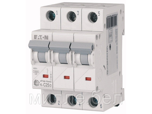 Автоматич. выключатель Eaton HL-C25/3, 3P, 25A, тип C, 4.5кA, 3M - фото 1 - id-p224273842