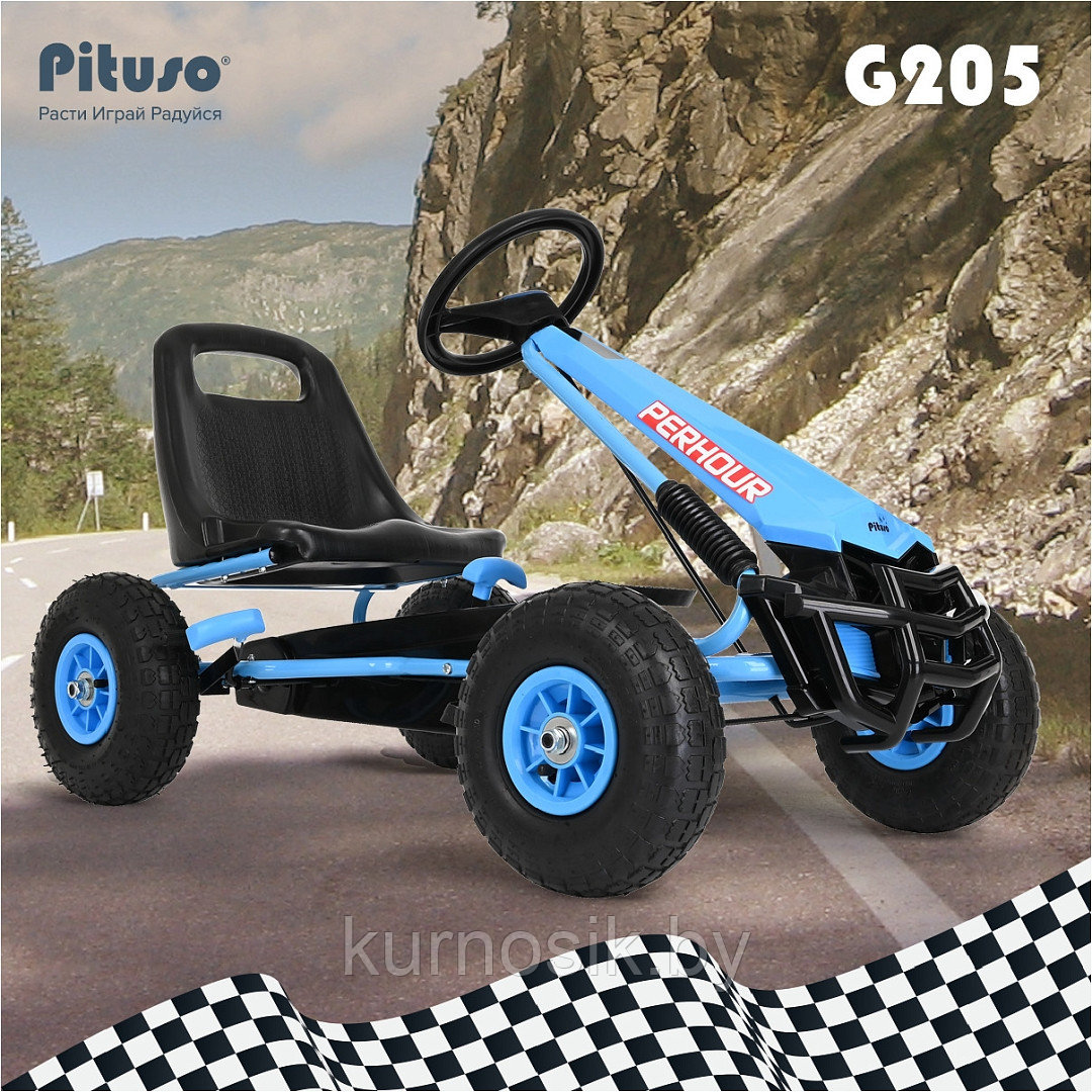 Педальный картинг детский PILSAN G205 надувные колеса синий - фото 2 - id-p224275599