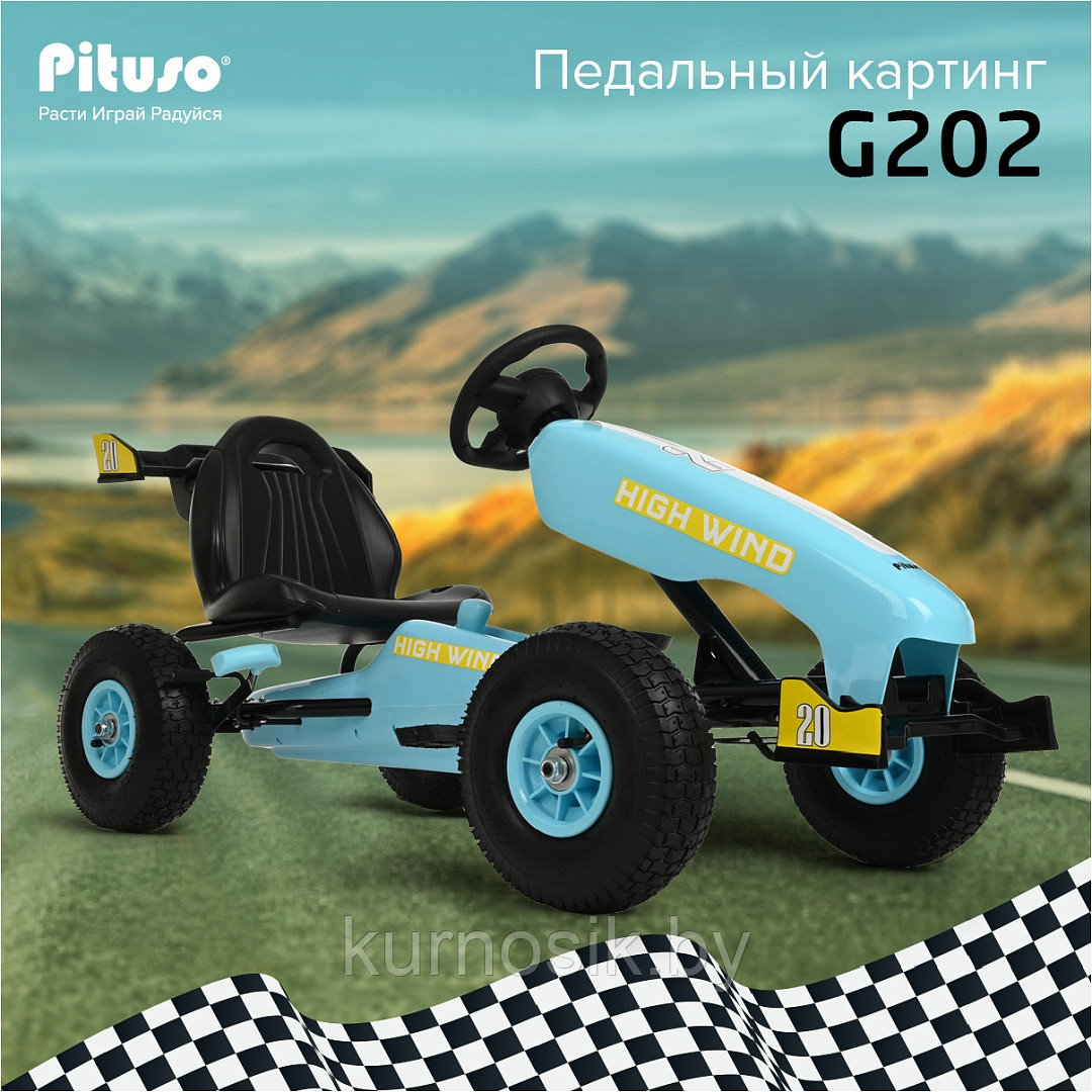 Педальный картинг детский PILSAN G202 надувные колеса голубой - фото 2 - id-p224275747