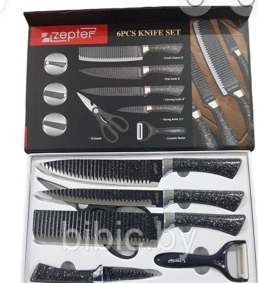 Набор ножей zepter на 6 предметов, ножи кухонные и принадлежности, нож кухонный цептер - фото 6 - id-p224277116