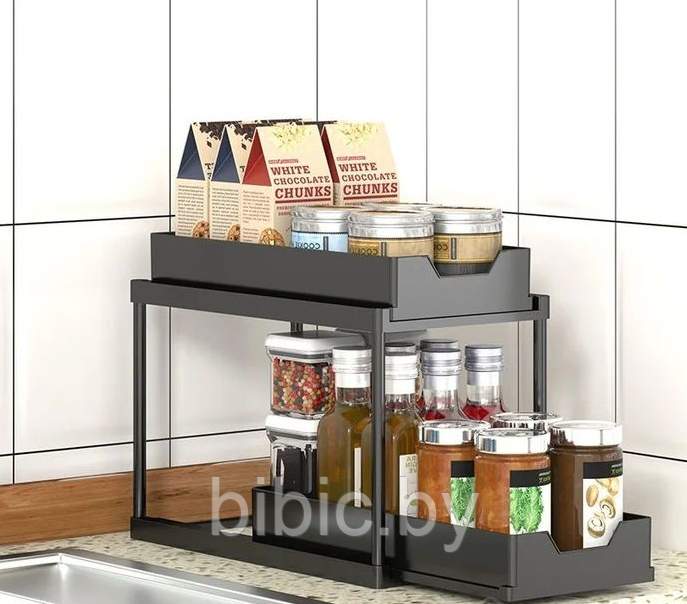 Выдвижной органайзер для кухни или в шкаф, подставка для специй и моющих средств - фото 5 - id-p224277142