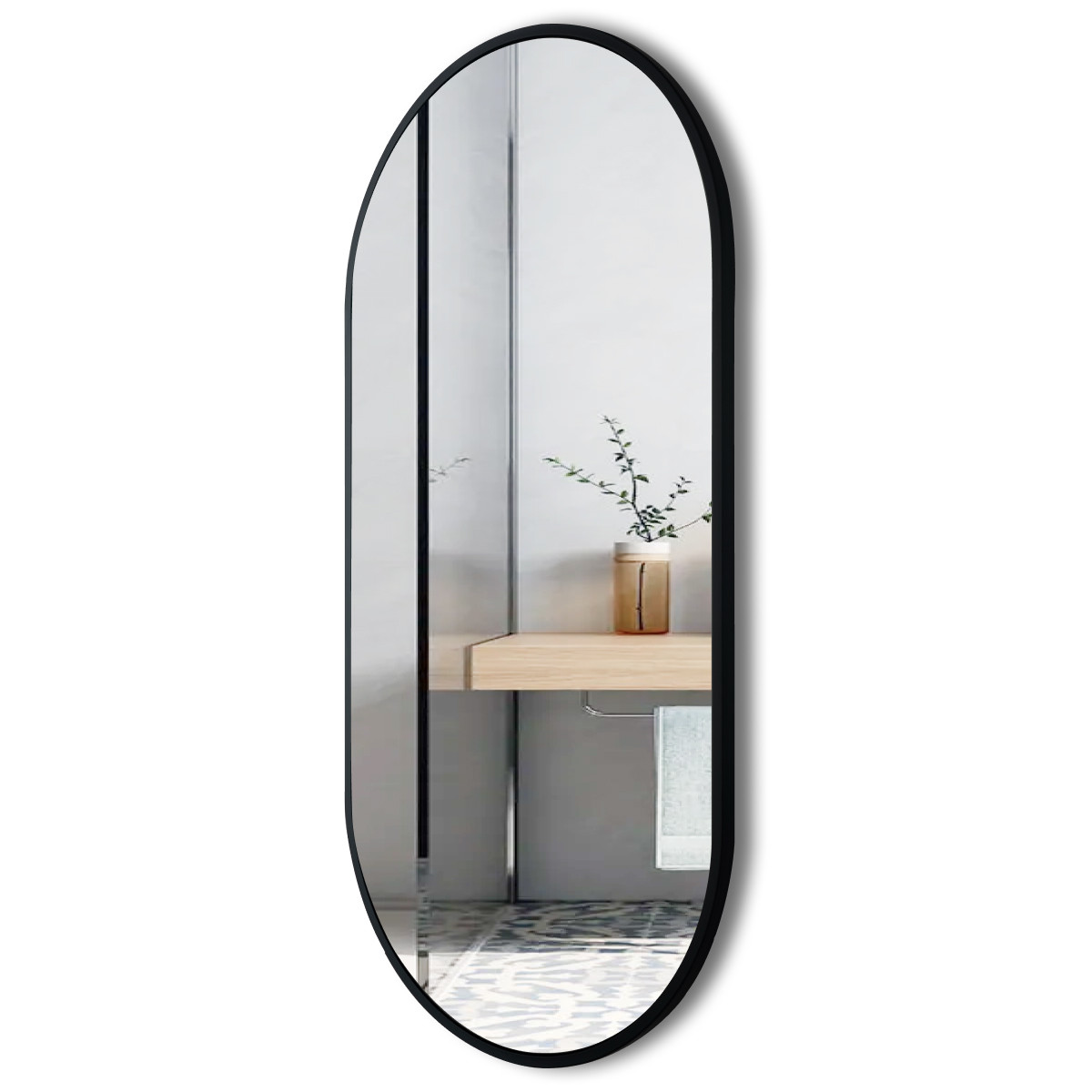 Зеркало EMZE Color Oval 45x90 (черный) - фото 1 - id-p224066644