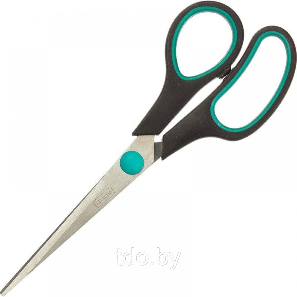 Ножницы Attache, 16,9см, эргономичные ручки, чёрные/зелёные - фото 1 - id-p224277882