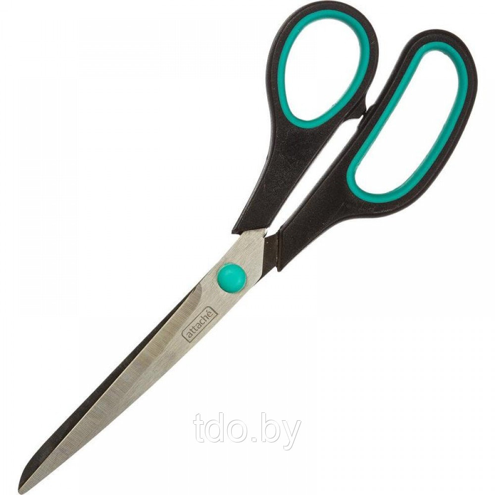 Ножницы Attache, 21,5см, эргономичные ручки, чёрные/зелёные - фото 1 - id-p224279246