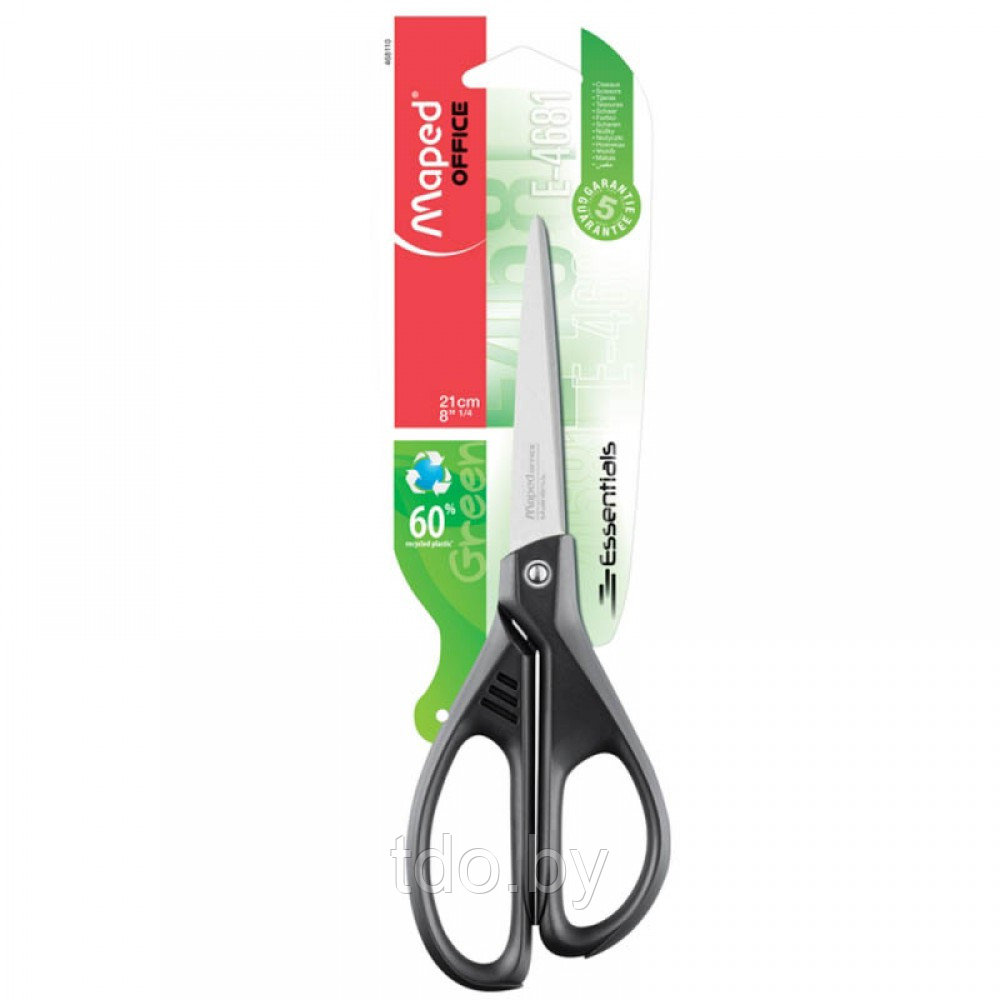 Ножницы Maped "Essentials Green", 21см, эргономичные ручки, чёрные - фото 2 - id-p224282545