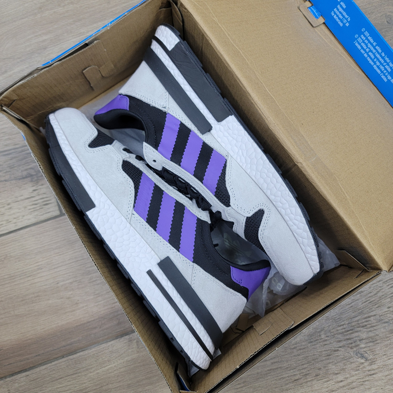 Кроссовки Adidas ZX 500 RM Grey Black Purple - фото 6 - id-p180039634