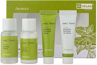 Набор увлажняющих средств DEOPROCE REAL FRESH VEGAN MINI KIT