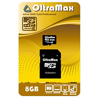 Карта памяти Oltramax microSDHC Class 10 8GB +адаптер