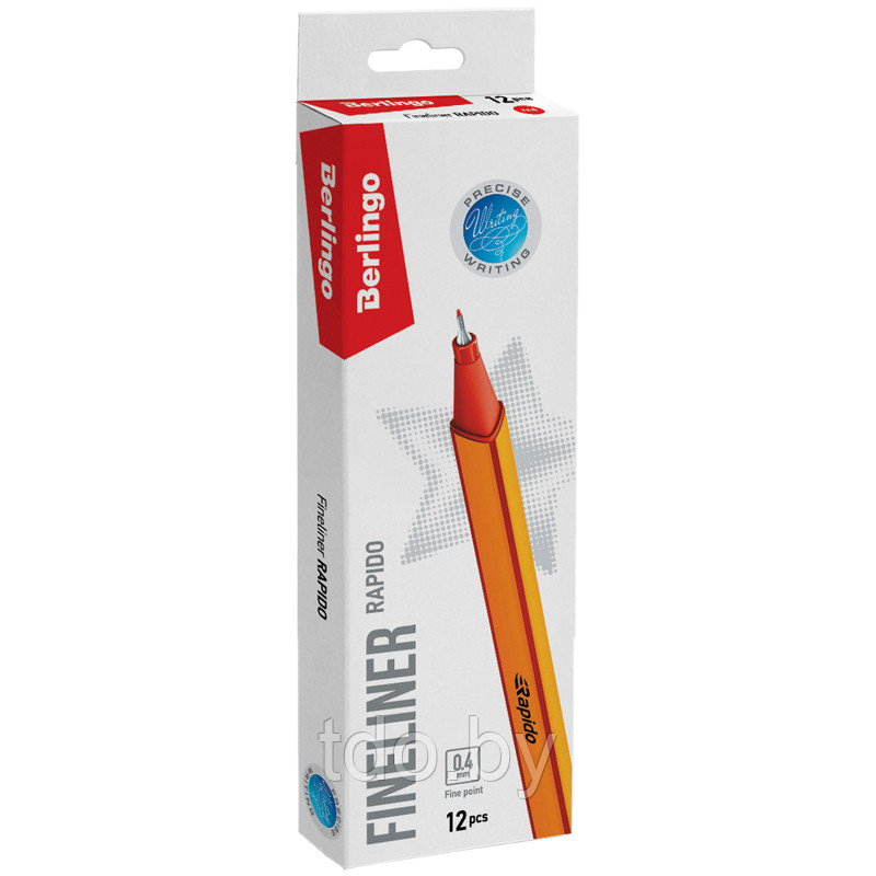 Ручка капиллярная Berlingo "Rapido" красная, 0,4мм, трехгранная, 12 штук - фото 2 - id-p224285283