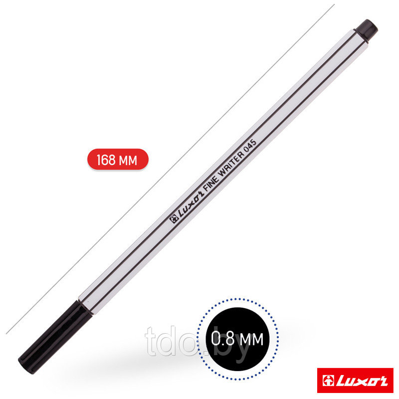 Ручка капиллярная Luxor "Fine Writer 045" черная, 0,8мм, 10 штук - фото 4 - id-p224285292