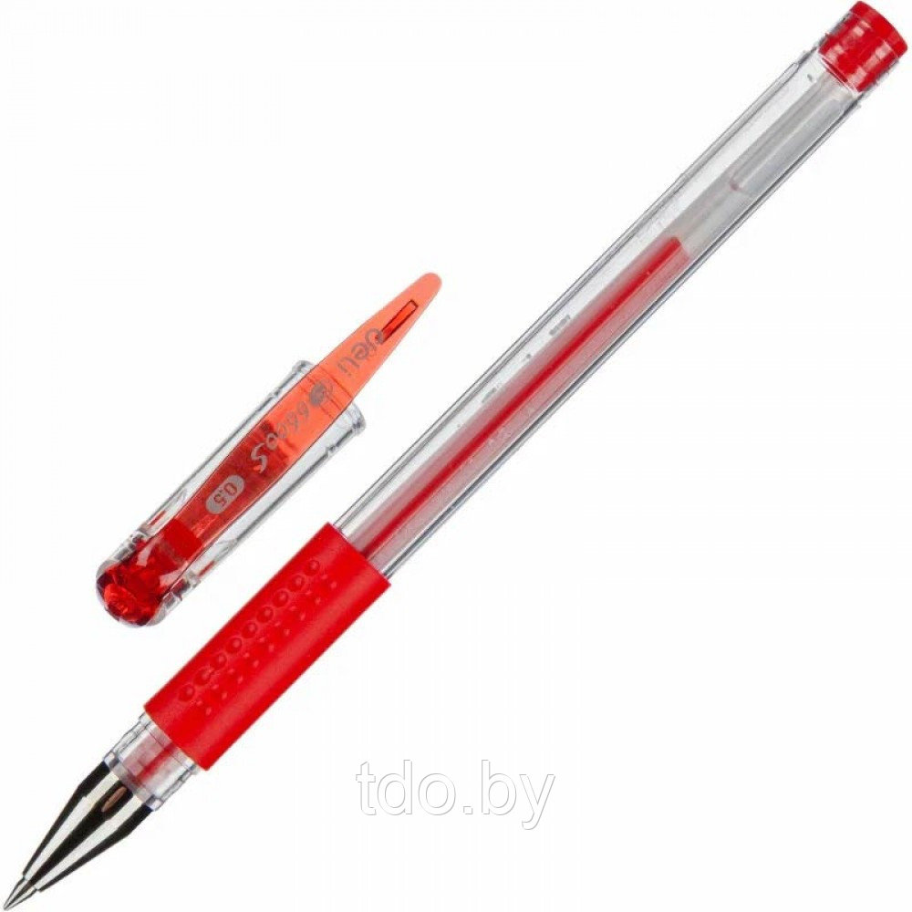 Ручка гелевая Deli Daily, линия 0,5мм, красная, 12 штук