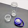 Стеклянная бутылка - термос  UNIQUE с ситечком 370 мл. / Двойные стенки, силиконовая ручка, Синий, фото 7