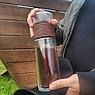 Стеклянная бутылка - термос Zorro с ситечком и чехлом 450 мл. / Двойные стенки, фото 2