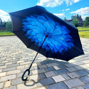 NEW Зонт наоборот двухсторонний UpBrella (антизонт) / Умный зонт обратного сложения Синяя роза - фото 1 - id-p224287732