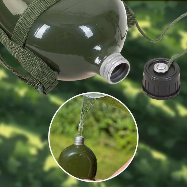 Армейская алюминиевая фляжка (фляга) с ремнем для переноски, 1 литр - фото 5 - id-p224288414
