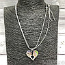 Парная подвеска Сердце на цепочках (2 цепочки, 2 половинки сердца) Серебро, фото 7