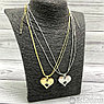 Парная подвеска Сердце на цепочках (2 цепочки, 2 половинки сердца) Золото - Серебро, фото 2