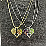 Парная подвеска Сердце на цепочках (2 цепочки, 2 половинки сердца) Золото - Серебро, фото 5