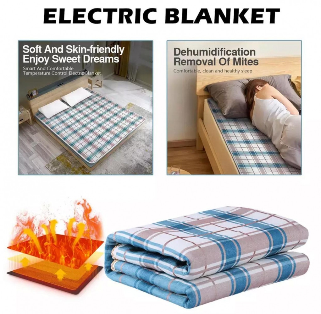 Электроодеяло с подогревом Electric Under blanket 1500mm x 1200 mm (2 режима обогрева, пульт управления) - фото 2 - id-p224286608