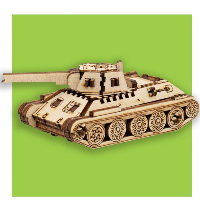 Деревянный конструктор UNIT (сборка без клея) Танк Т-34 UNIWOOD - фото 8 - id-p224288443