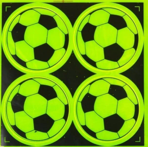 Набор светоотражающих наклеек Футбольный Мяч / на одежду, велосипед, коляску, рюкзак - 4 наклейки - фото 4 - id-p224289093