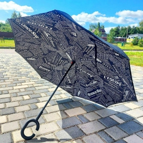 NEW Зонт наоборот двухсторонний UpBrella (антизонт) / Умный зонт обратного сложения Черная газета - фото 1 - id-p224287025