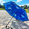 NEW Зонт наоборот двухсторонний UpBrella (антизонт) / Умный зонт обратного сложения Черная газета, фото 7