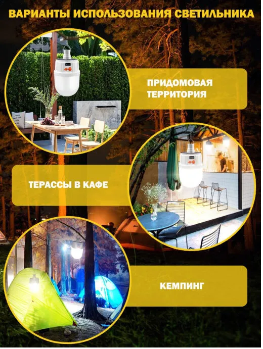 Кемпинговый подвесной фонарь Solar emergency charging lamp USB и солнечные батареи (5 режимов работы) - фото 4 - id-p224287038