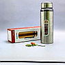 Термос вакуумный 600 мл. Vacuum Cup из нержавеющей стали с ситечком и ремешком Серебро, фото 7