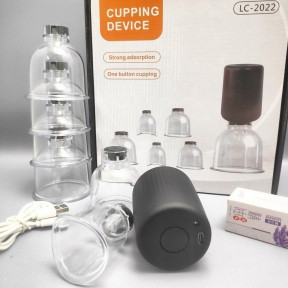 Набор вакуумных массажных банок с электрическим беспроводным насосом Cupping Device LC-2022 ( 6 банок, - фото 1 - id-p224287180