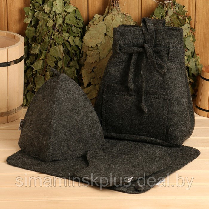 Набор банный в рюкзаке, 4 предмета (рюкзак, коврик, шапка, варежка) без вышивки - фото 1 - id-p224291470
