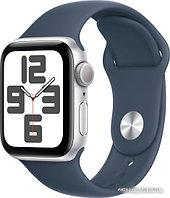 Умные часы Apple Watch SE 2 40 мм (алюминиевый корпус, серебристый/грозовой синий, спортивный силиконовый