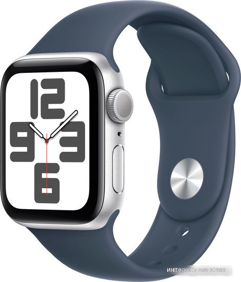 Умные часы Apple Watch SE 2 40 мм (алюминиевый корпус, серебристый/грозовой синий, спортивный силиконовый - фото 1 - id-p222622488