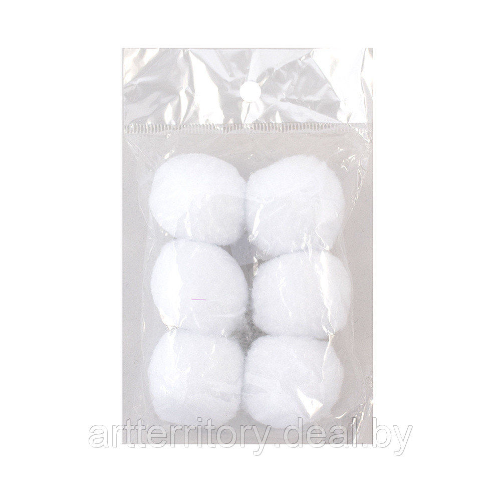 Шарики из фетра белые (диаметр 5 см, упаковка 6 штук) - фото 1 - id-p224291600